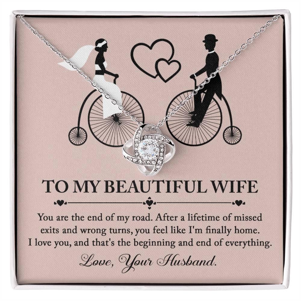 Wife Wedding Day Gift - I'm Finally Home Love Knot Pendant Necklace - Mallard Moon Gift Shop
