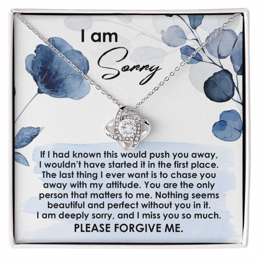 Apology Gift for Girlfriend, Wife, Soulmate - Sorry, Push You Away - Love Knot Pendant Necklace - Mallard Moon Gift Shop