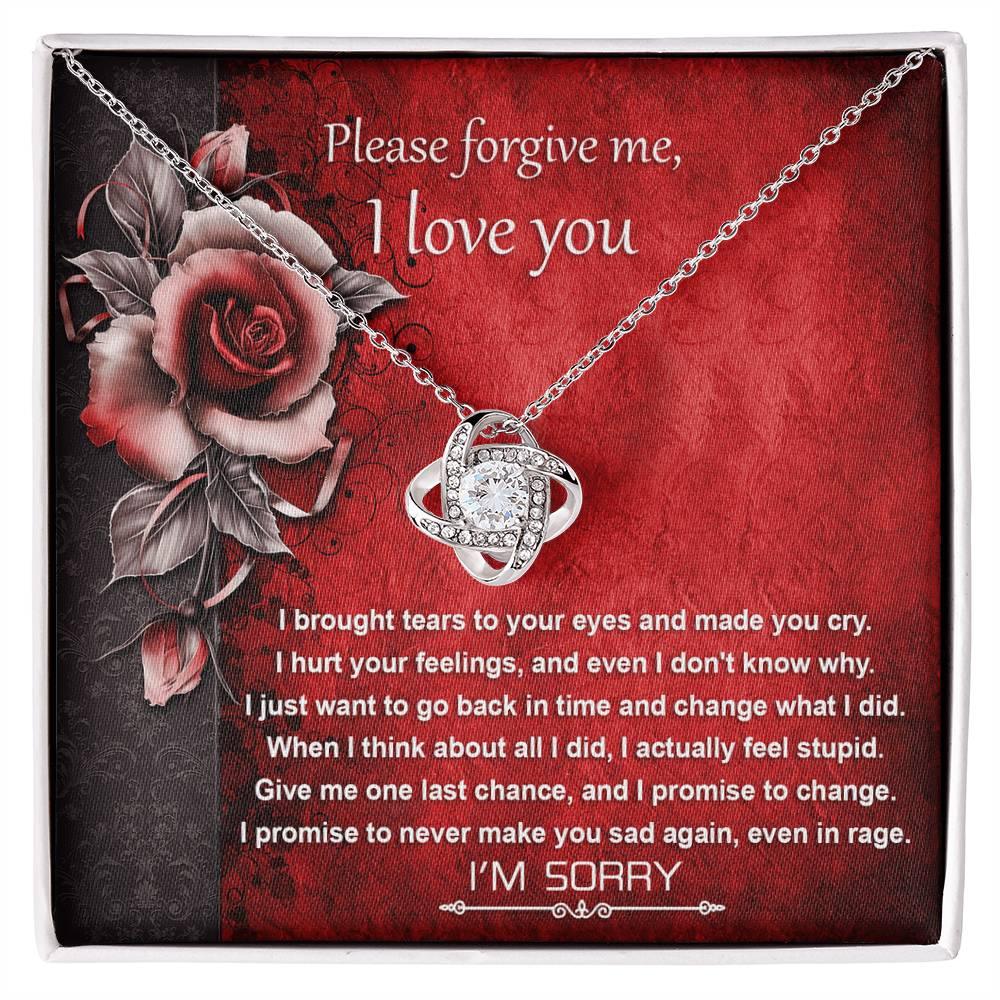 Apology Gift for Girlfriend, Wife, Soulmate - Sorry, One Last Chance - Love Knot Pendant Necklace - Mallard Moon Gift Shop