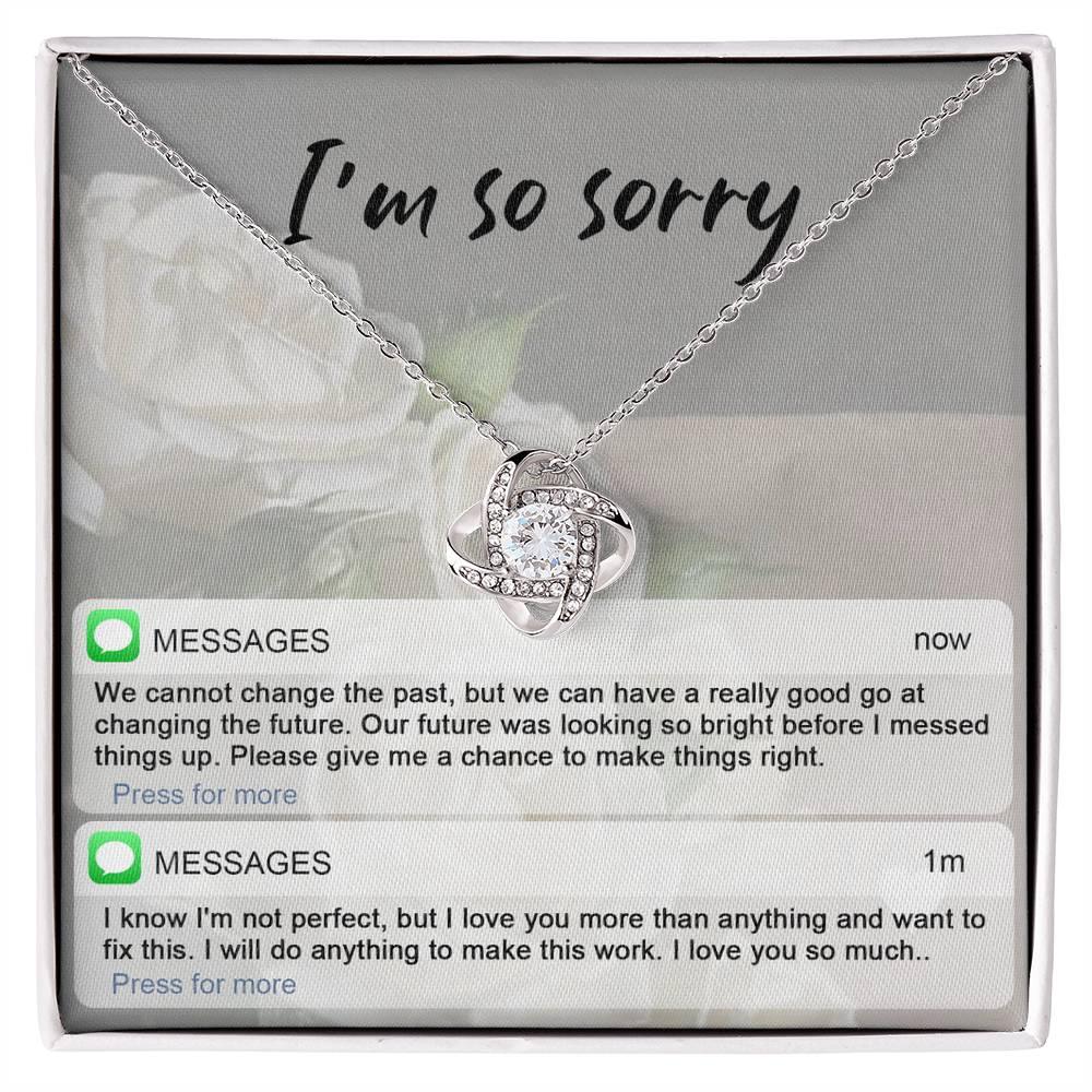 Gift for Girlfriend, Wife - Sorry, I'm Not Perfect - Love Knot Pendant Necklace - Mallard Moon Gift Shop