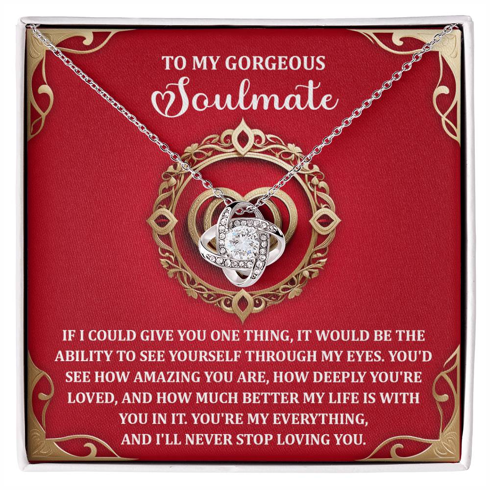 Romantic Anniversary, Valentine's Day Gift for Soulmate, Wife, Girlfriend - Through My Eyes - Love Knot Pendant Necklace - Mallard Moon Gift Shop