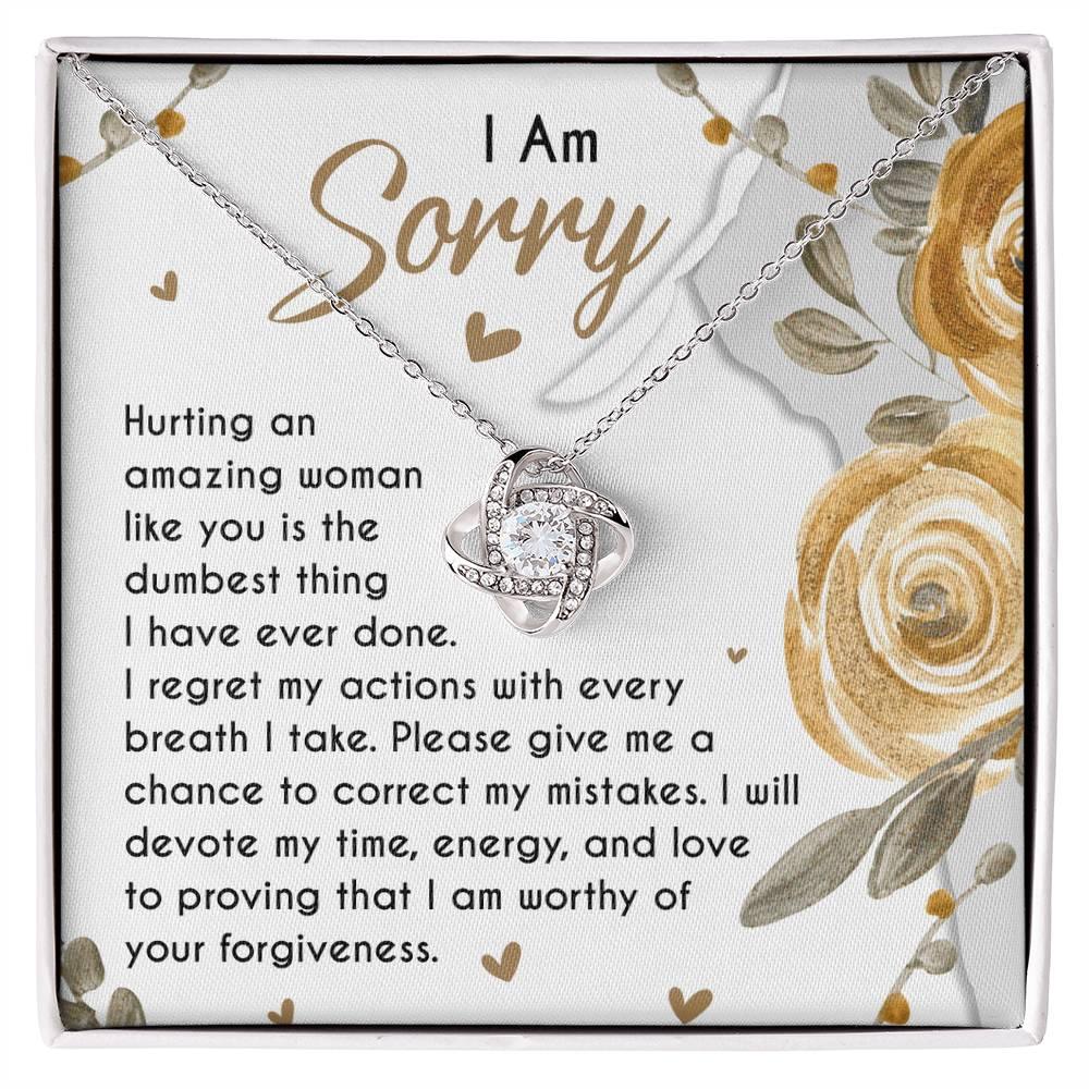 Apology Gift for Girlfriend, Wife, Soulmate - Sorry, Amazing Woman - Love Knot Pendant Necklace - Mallard Moon Gift Shop