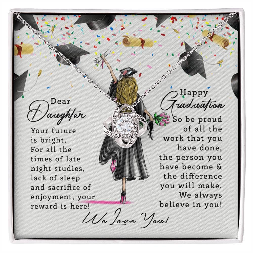 Graduation Gift for Daughter Your Future is Bright Love Knot Pendant Necklace - Mallard Moon Gift Shop