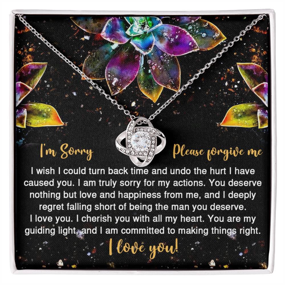 Apology Gift for Girlfriend, Wife, Soulmate - Sorry, All My Heart - Love Knot Pendant Necklace - Mallard Moon Gift Shop