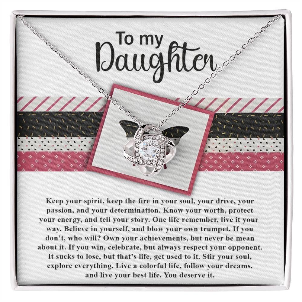 Gift for Daughter - Keep The Fire - Love Knot Pendant Necklace - Mallard Moon Gift Shop