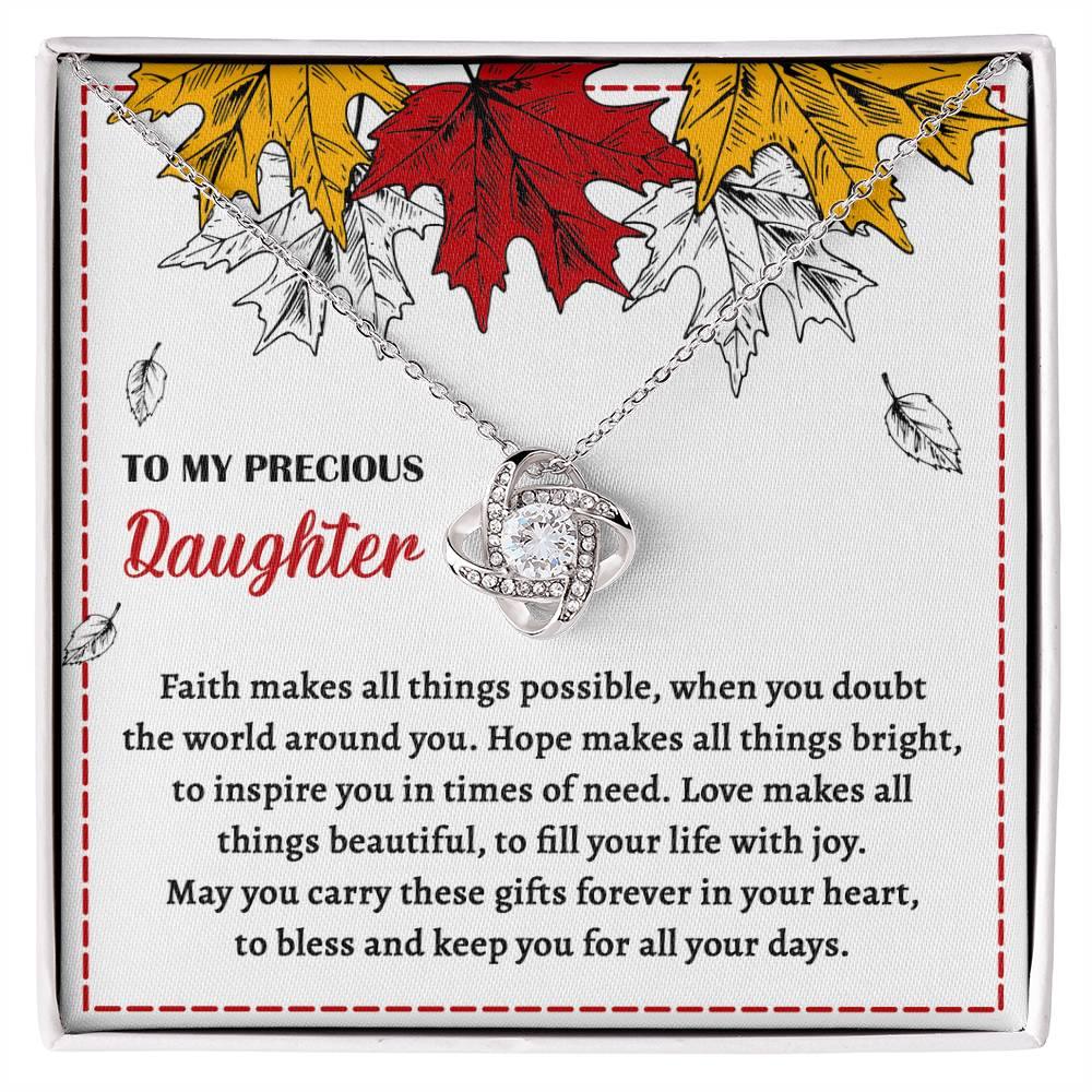 Daughter - Fill Your Life - Love Knot Pendant Necklace - Mallard Moon Gift Shop