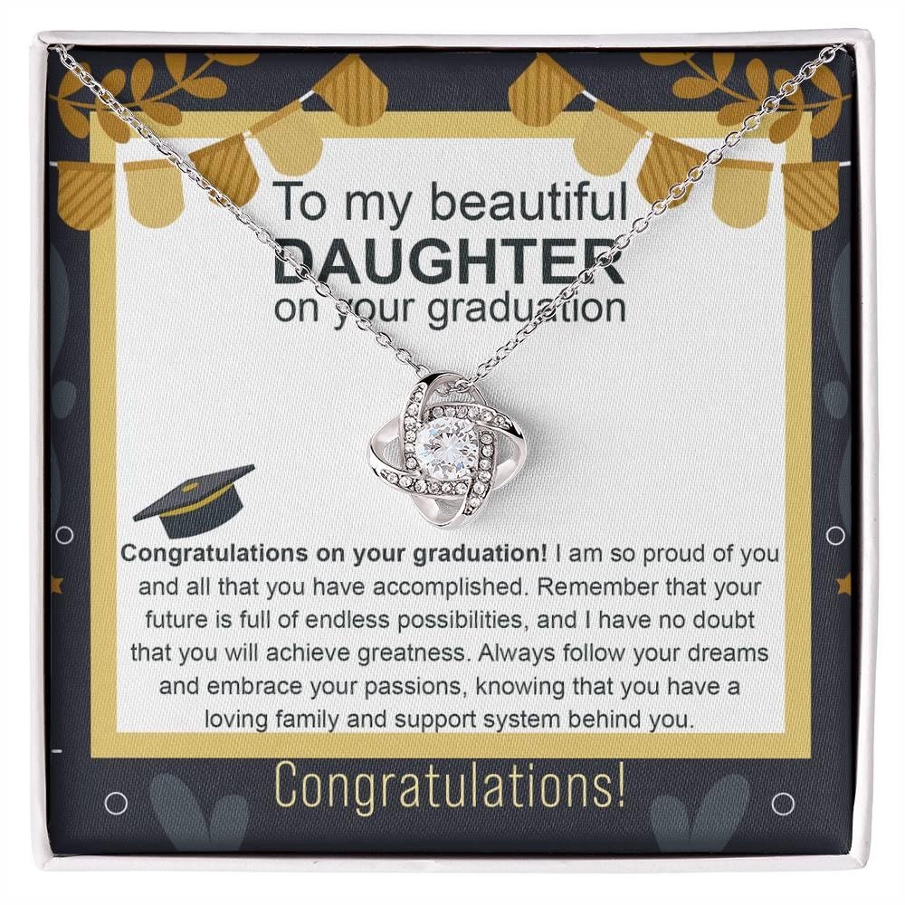 Daughter Graduation Gift Follow Your Dreams Congratulations Love Knot Necklace - Mallard Moon Gift Shop