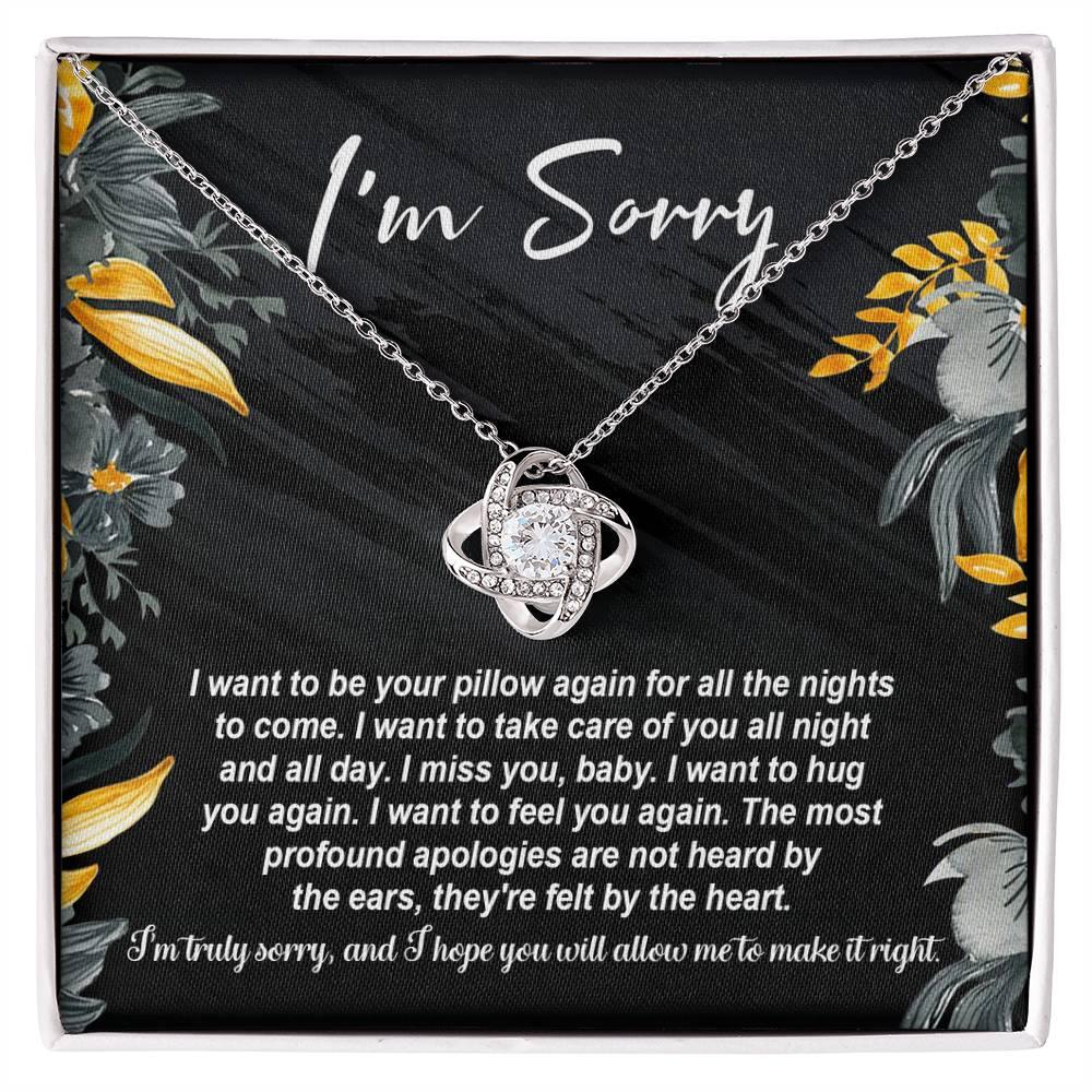 Gift for Girlfriend, Wife - Sorry, Be Your Pillow - Love Knot Pendant Necklace - Mallard Moon Gift Shop