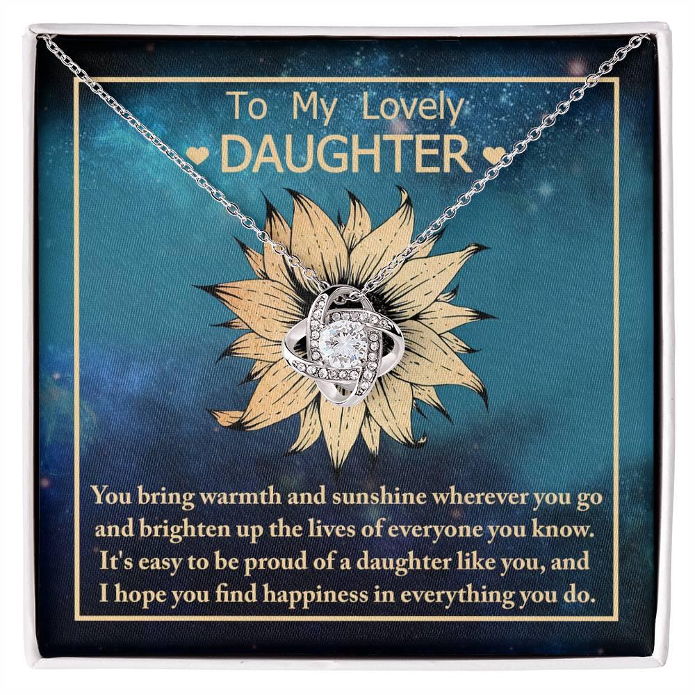 Daughter Gift for Birthday, Christmas, Graduation - Proud Of You - Love Knot Pendant Necklace - Mallard Moon Gift Shop