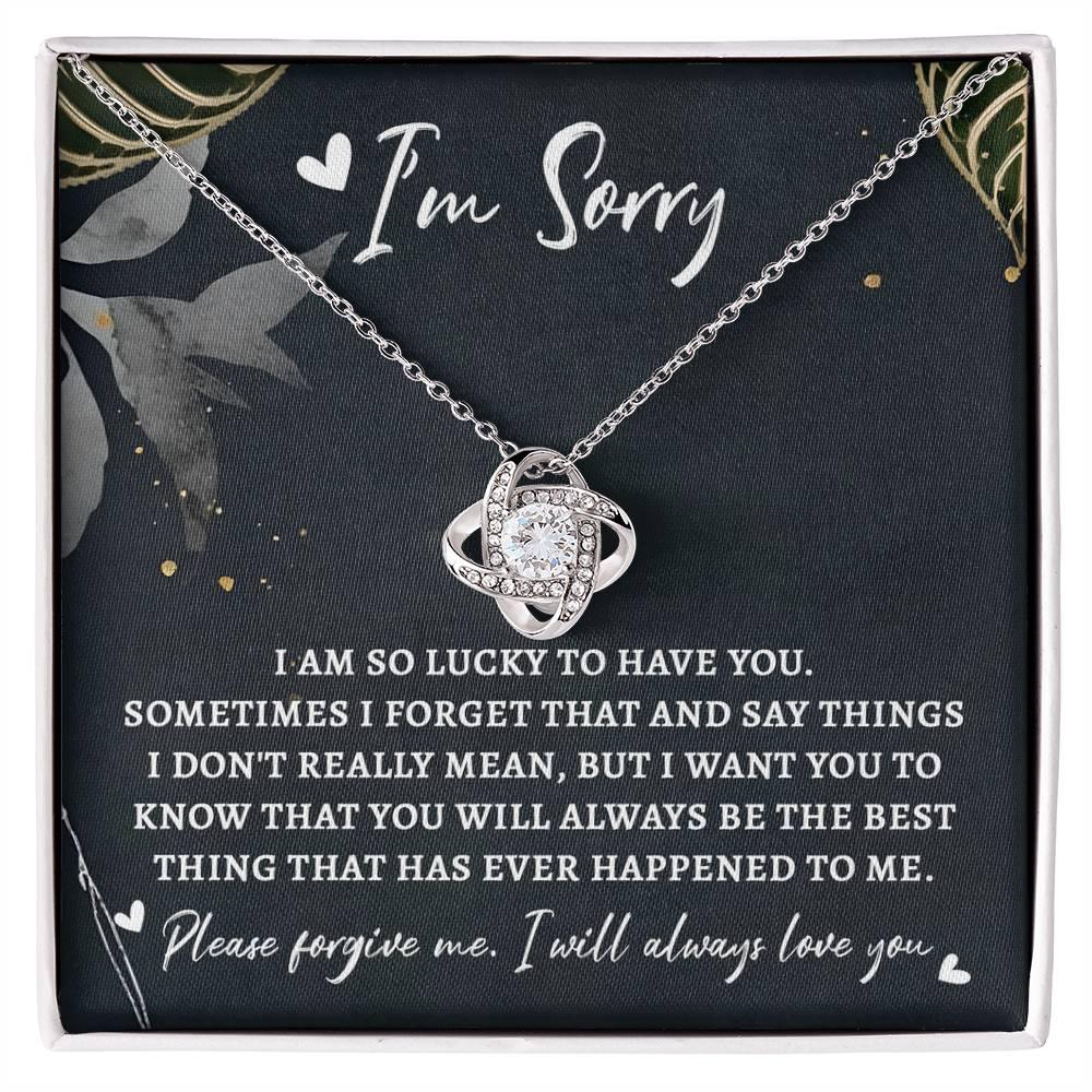 Apology Gift for Girlfriend, Wife, Soulmate - Sorry, The Best Thing - Love Knot Pendant Necklace - Mallard Moon Gift Shop
