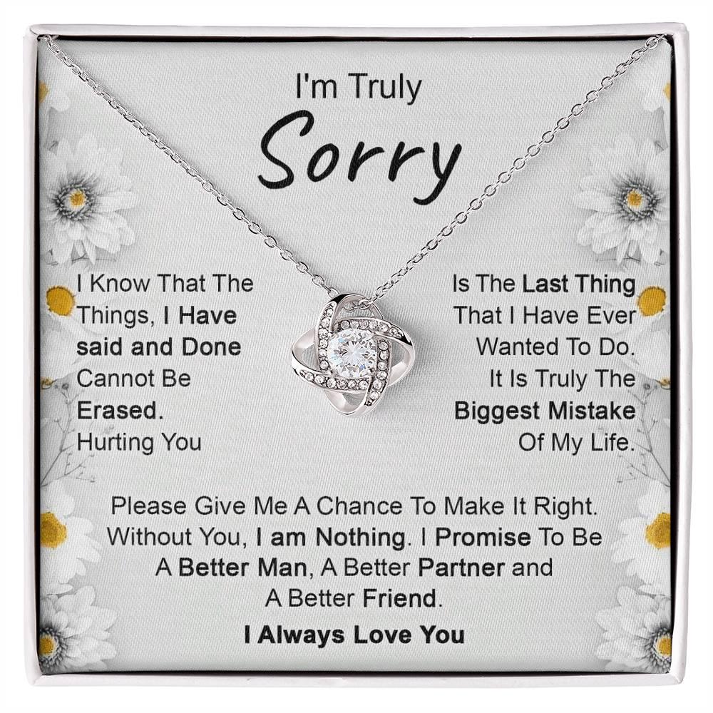 Apology Gift for Girlfriend, Wife, Soulmate - I’m Truly Sorry - Love Knot Pendant Necklace - Mallard Moon Gift Shop