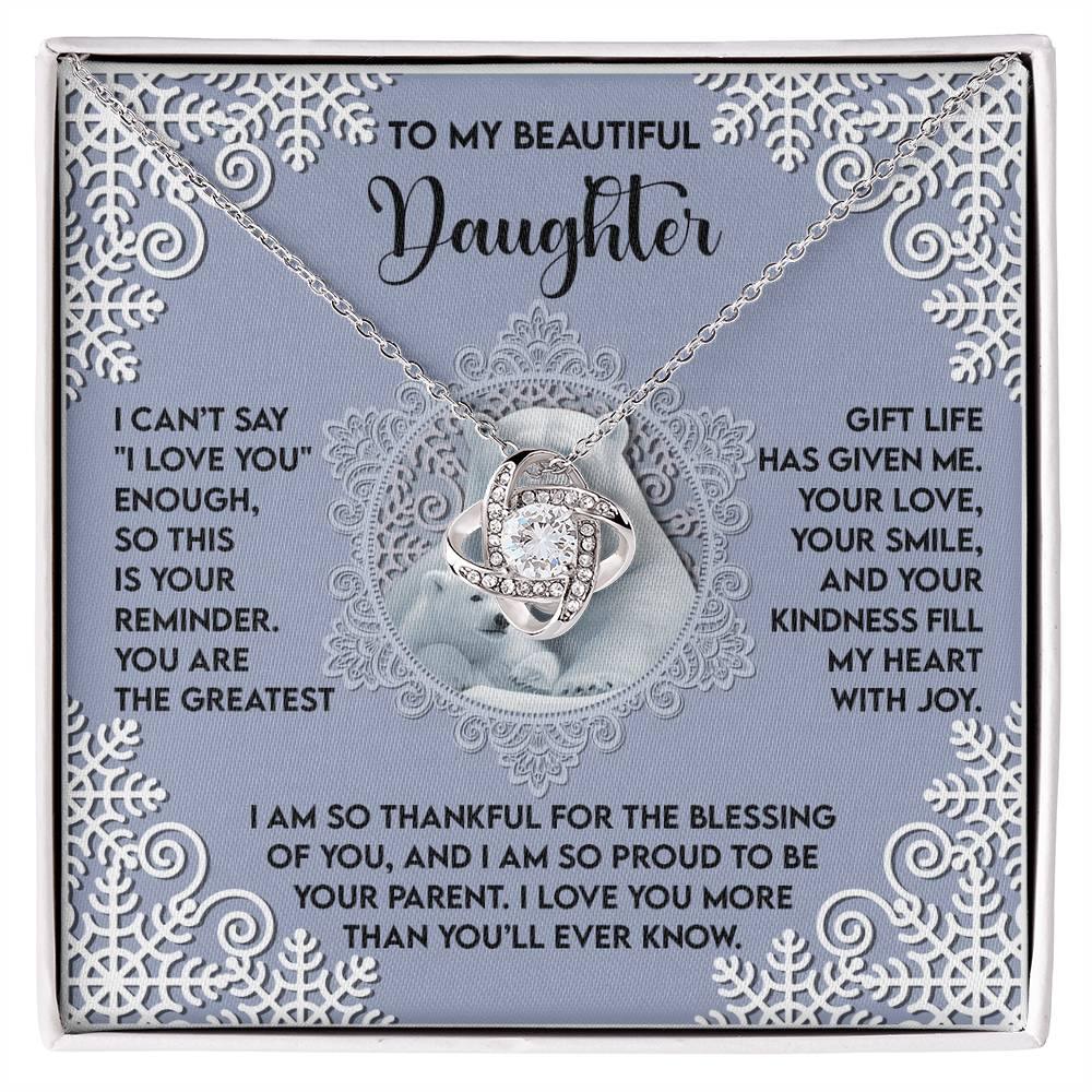 Gift for Daughter - Fill My Heart - Love Knot Pendant Necklace - Mallard Moon Gift Shop