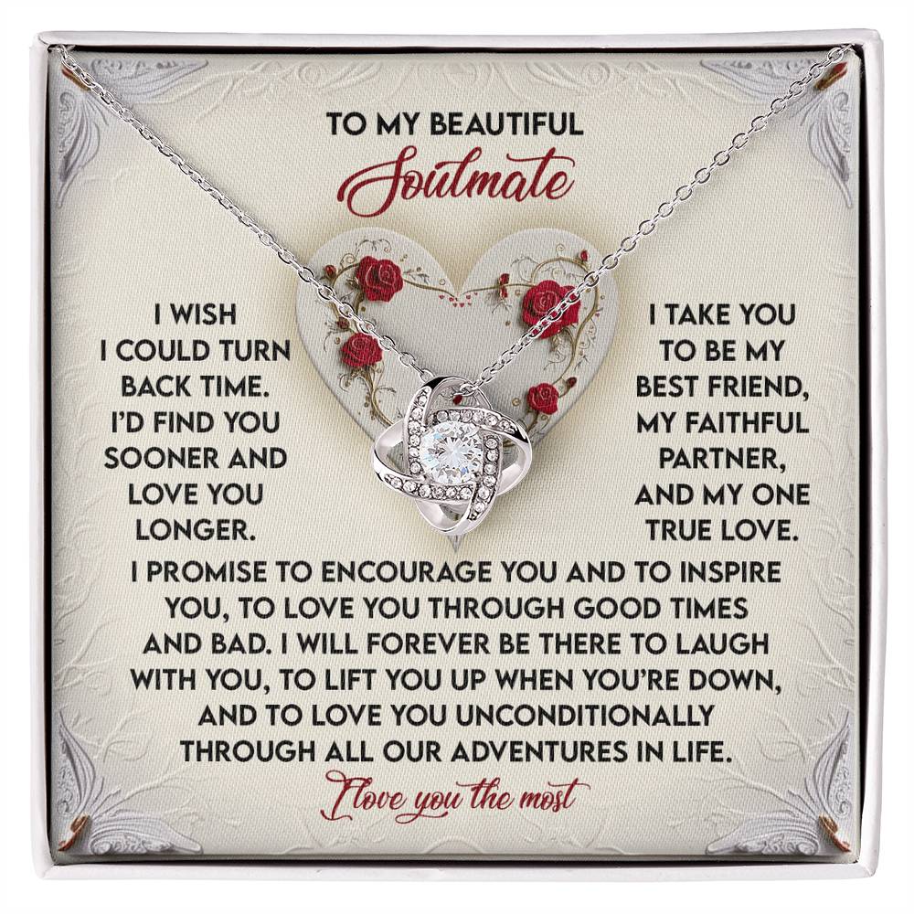 Romantic Anniversary, Valentine's Day Gift for Soulmate, Wife, Girlfriend - Laugh With You - Love Knot Pendant Necklace - Mallard Moon Gift Shop