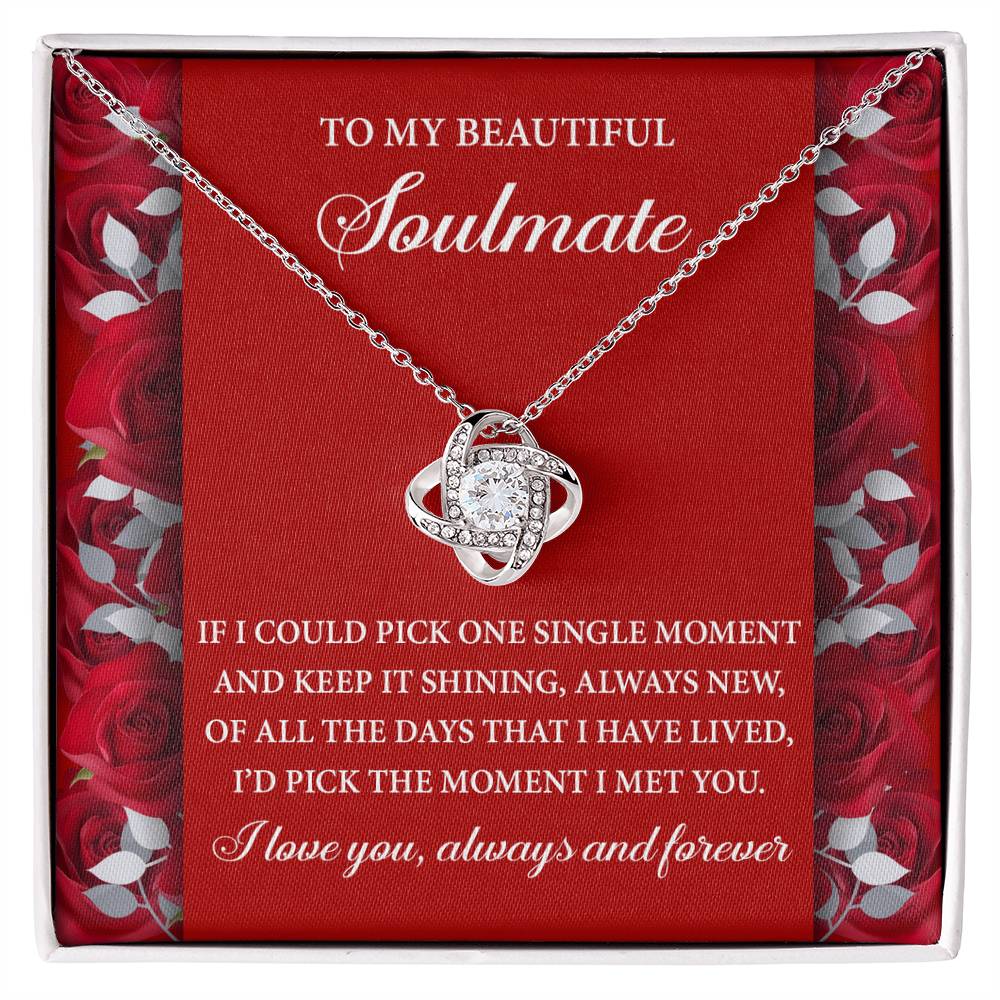 Romantic Anniversary, Valentine's Day Gift for Soulmate, Wife, Girlfriend - The Moment I Met You - Love Knot Pendant Necklace - Mallard Moon Gift Shop