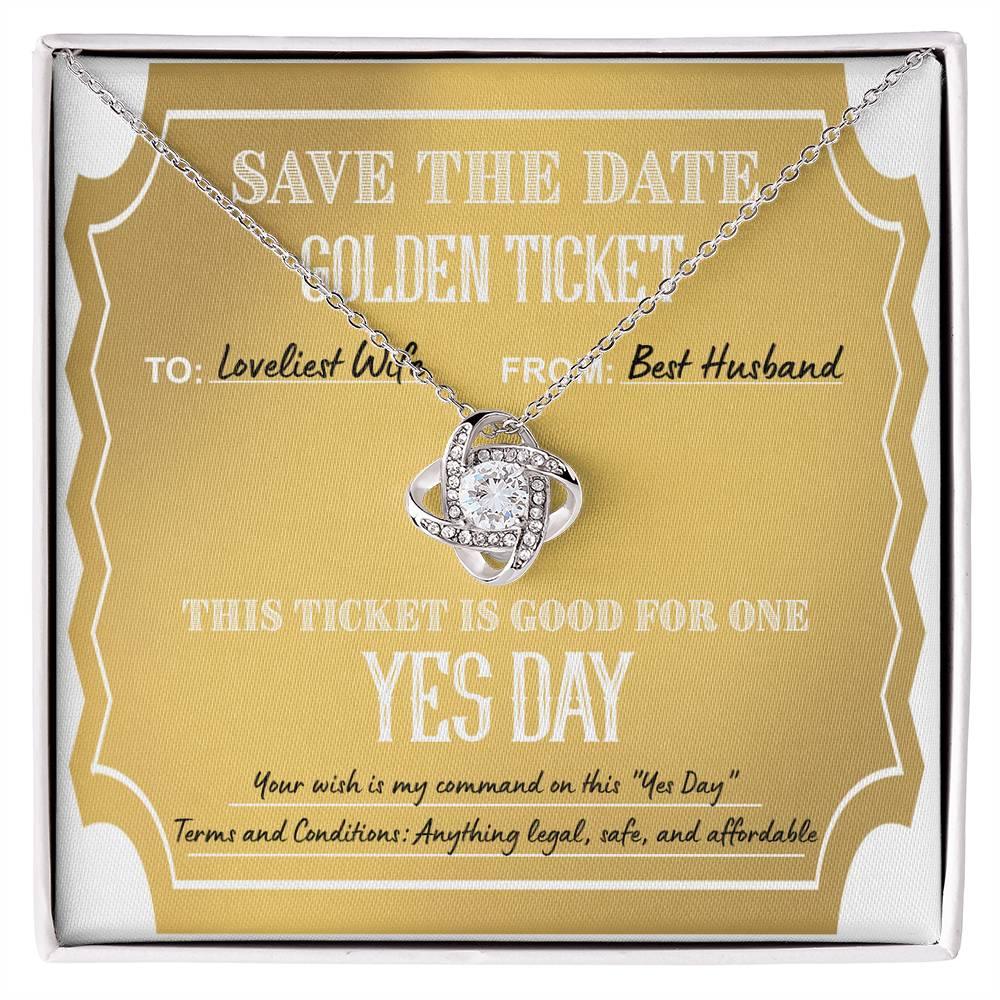 Wife Wedding Day Gift - Golden Ticket - Love Knot Pendant Necklace - Mallard Moon Gift Shop