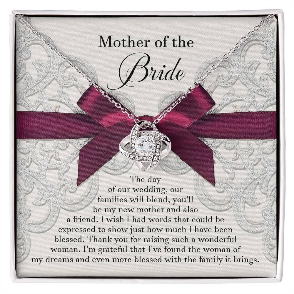 Mother of the Bride Wedding Day Gift - Our Families Will Blend - Love Knot Pendant Necklace - Mallard Moon Gift Shop