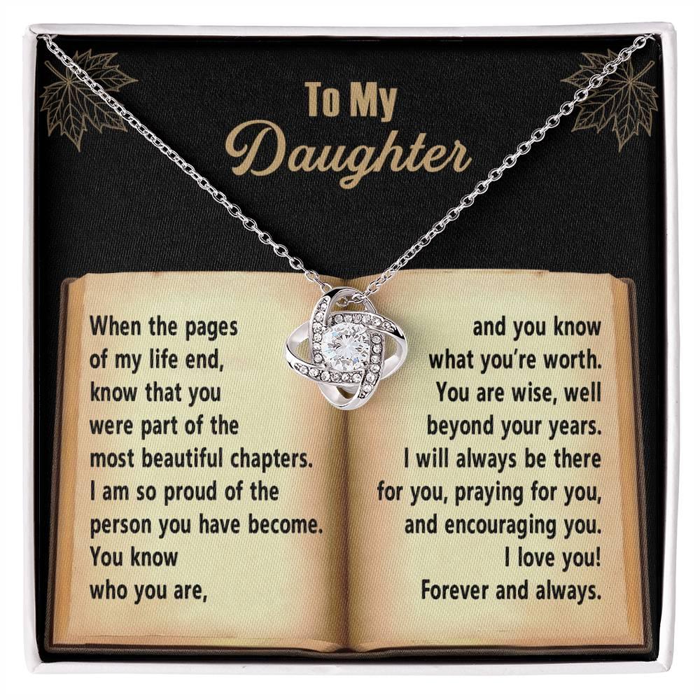 Daughter - Beyond Your Years - Love Knot Pendant Necklace - Mallard Moon Gift Shop