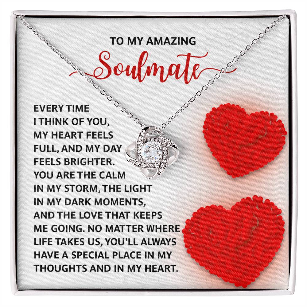 Romantic Anniversary, Valentine's Day Gift for Soulmate, Wife, Girlfriend - Place In My Heart - Love Knot Pendant Necklace - Mallard Moon Gift Shop