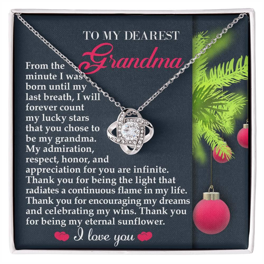 Gift for Grandma - Eternal Sunflower - Love Knot Pendant Necklace - Mallard Moon Gift Shop