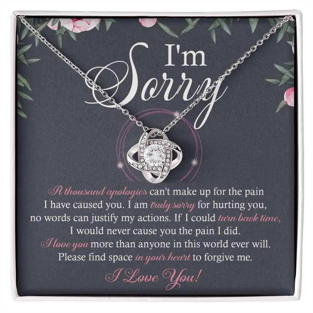 Apology Gift for Girlfriend, Wife, Soulmate - Sorry, World Ever Will - Love Knot Pendant Necklace - Mallard Moon Gift Shop