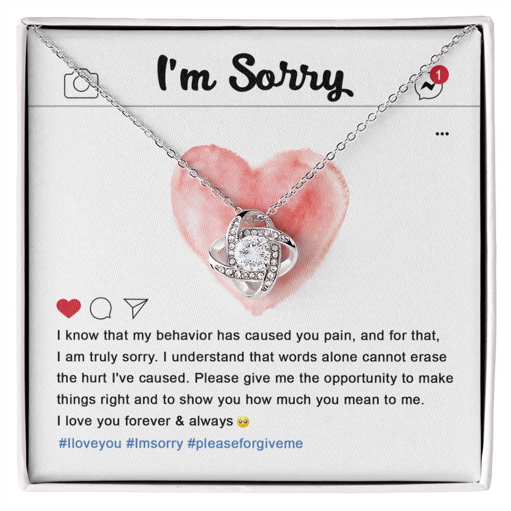 Apology Gift for Girlfriend, Wife, Soulmate - Sorry, Cannot Erase - Love Knot Pendant Necklace - Mallard Moon Gift Shop