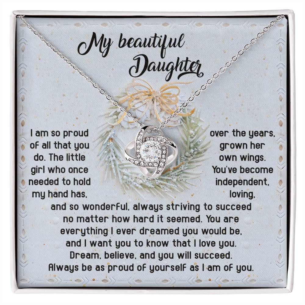 Gift for Daughter - Proud Of Yourself - Love Knot Pendant Necklace - Mallard Moon Gift Shop