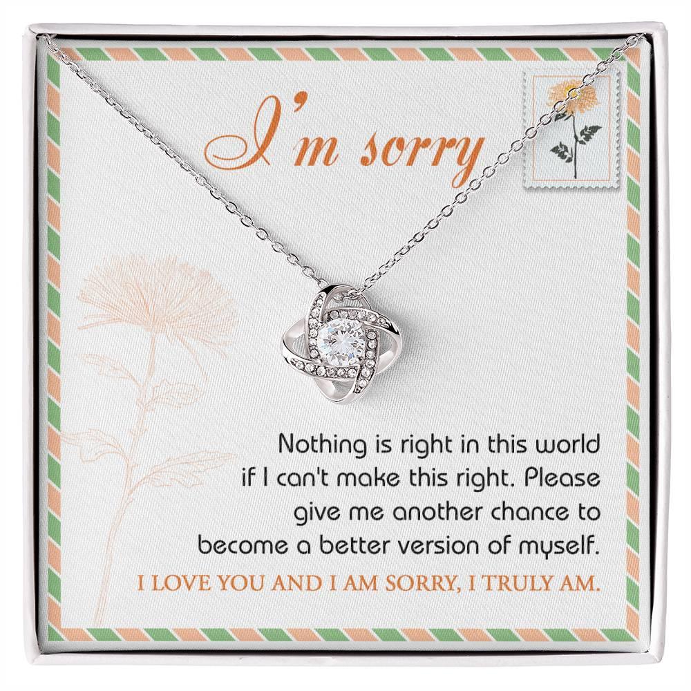 Gift for Girlfriend, Wife-Sorry, Another Chance-Love Knot Pendant Necklace - Mallard Moon Gift Shop