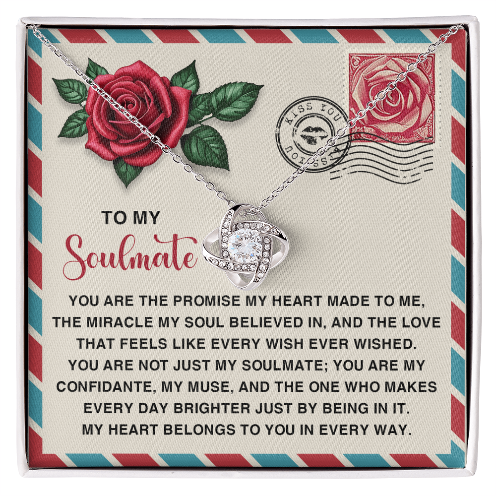 Soulmate Gift - My Heart Belongs to You - Love Knot Necklace with Romantic Message Card