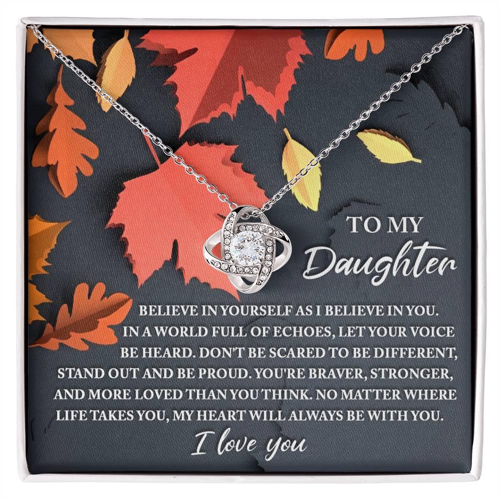Daughter - To Be Different - Love Knot Pendant Necklace - Mallard Moon Gift Shop