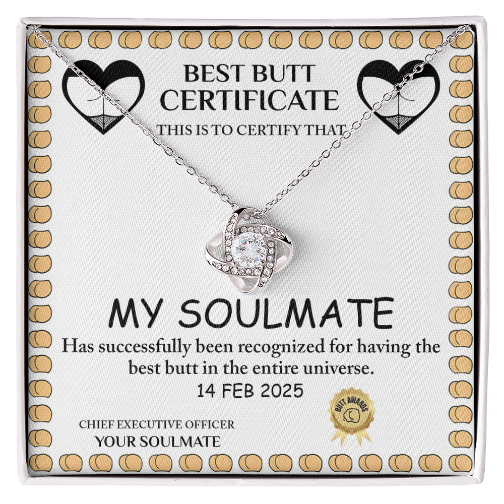 Best Butt & Endless Love Certified! Funny Love Knot Necklace Valentine's Day Gift