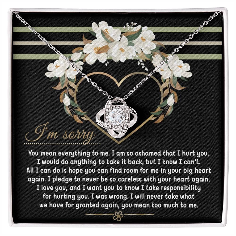 Apology Gift for Girlfriend, Wife, Soulmate - Sorry, Big Heart - Love Knot Pendant Necklace - Mallard Moon Gift Shop