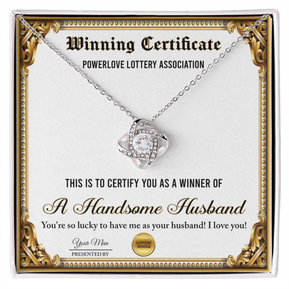 Wife Wedding Day, Anniversary, Birthday Gift - Winning Certificate - Love Knot Pendant Necklace - Mallard Moon Gift Shop