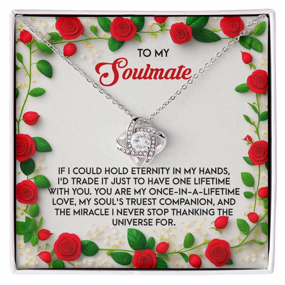 Romantic Anniversary, Valentine's Day Gift for Soulmate, Wife, Girlfriend - One Lifetime - Love Knot Pendant Necklace - Mallard Moon Gift Shop