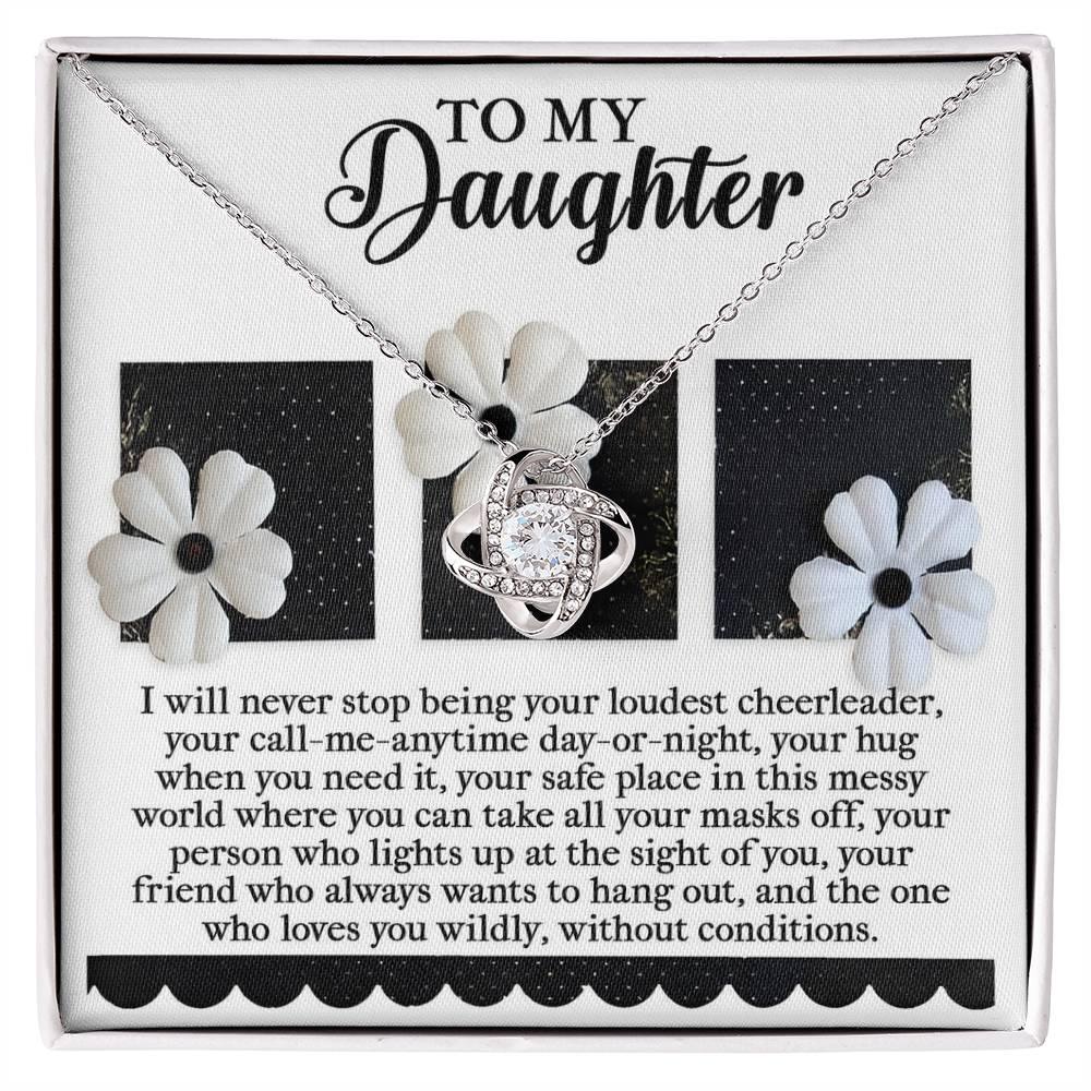 Gift for Daughter - Loudest Cheerleader - Love Knot Pendant Necklace - Mallard Moon Gift Shop