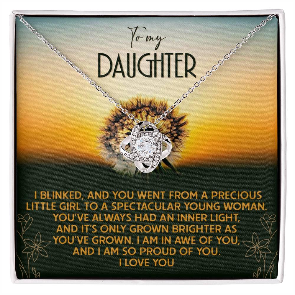 Daughter - Grown Brighter - Love Knot Pendant Necklace - Mallard Moon Gift Shop