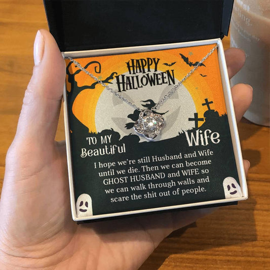 Wife Happy Halloween - Ghost Husband and Wife - Love Knot Necklace - Mallard Moon Gift Shop