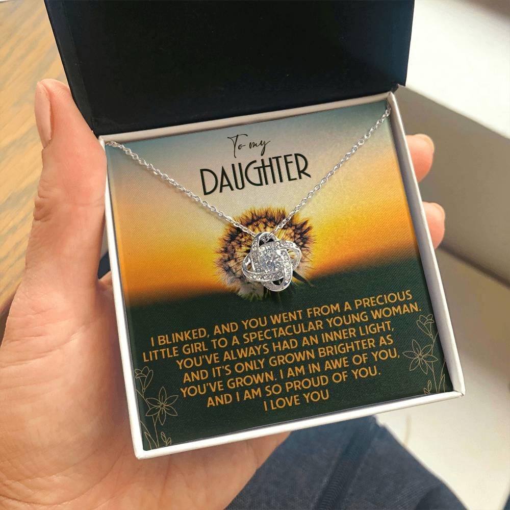 Daughter - Grown Brighter - Love Knot Pendant Necklace - Mallard Moon Gift Shop