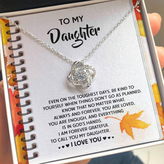Daughter - In God's Hands - Love Knot Pendant Necklace - Mallard Moon Gift Shop