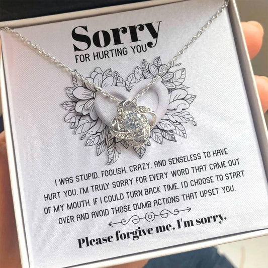 Apology Gift for Girlfriend, Wife, Soulmate-Sorry, Turn Back Time - Love Knot Pendant Necklace - Mallard Moon Gift Shop