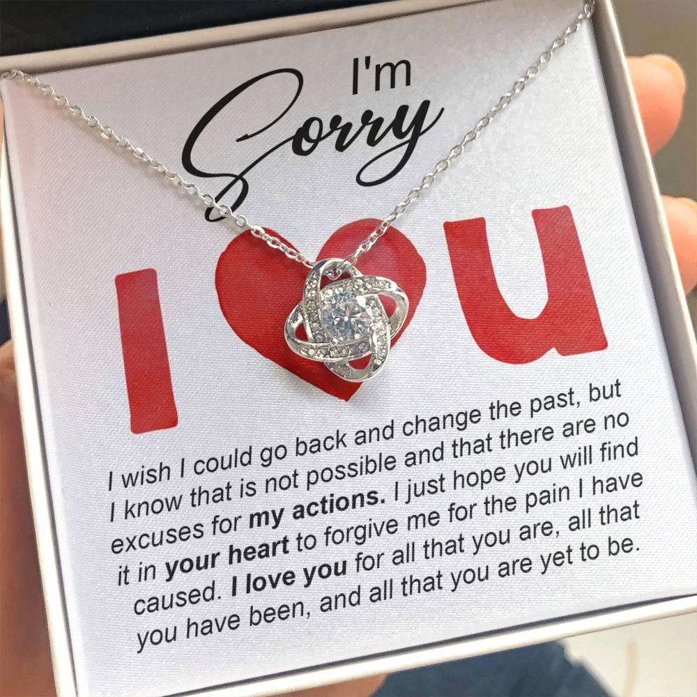 Gift for Girlfriend, Wife - Sorry, Change The Past - Love Knot Pendant Necklace - Mallard Moon Gift Shop