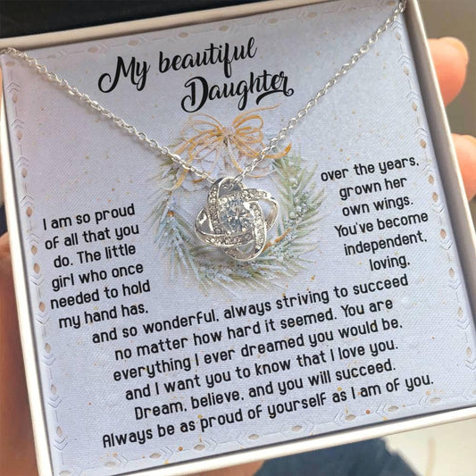 Gift for Daughter - Proud Of Yourself - Love Knot Pendant Necklace - Mallard Moon Gift Shop
