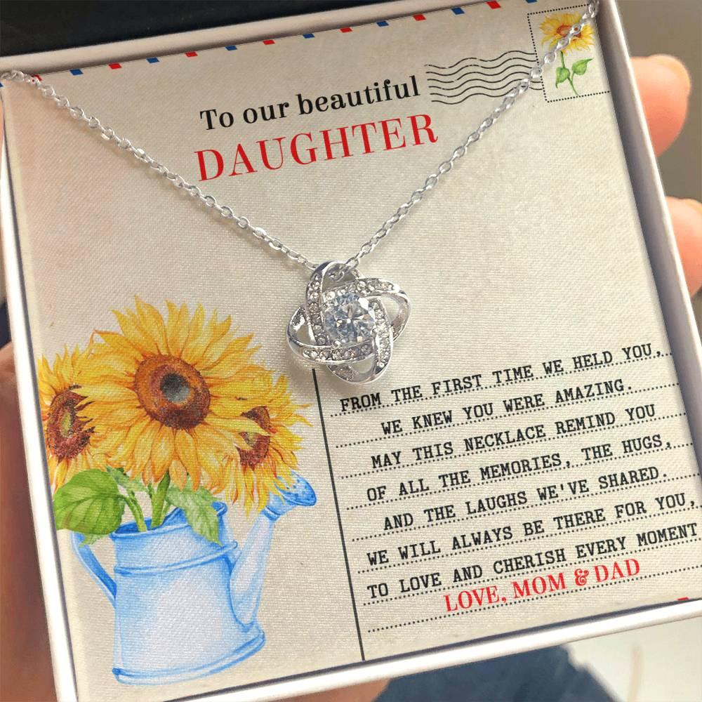 Daughter - The First Time - Love Knot Pendant Necklace - Mallard Moon Gift Shop