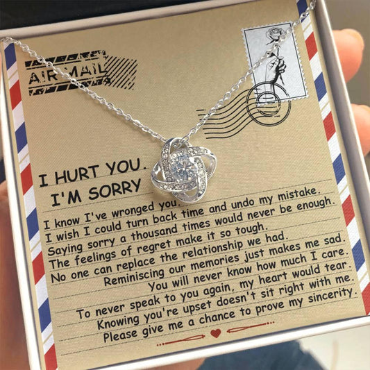 Apology Gift for Girlfriend, Wife, Soulmate - Sorry, Makes Me Sad - Love Knot Pendant Necklace - Mallard Moon Gift Shop