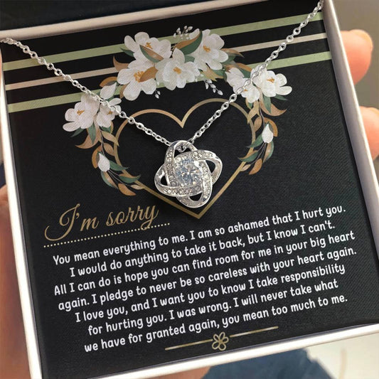 Apology Gift for Girlfriend, Wife, Soulmate - Sorry, Big Heart - Love Knot Pendant Necklace - Mallard Moon Gift Shop