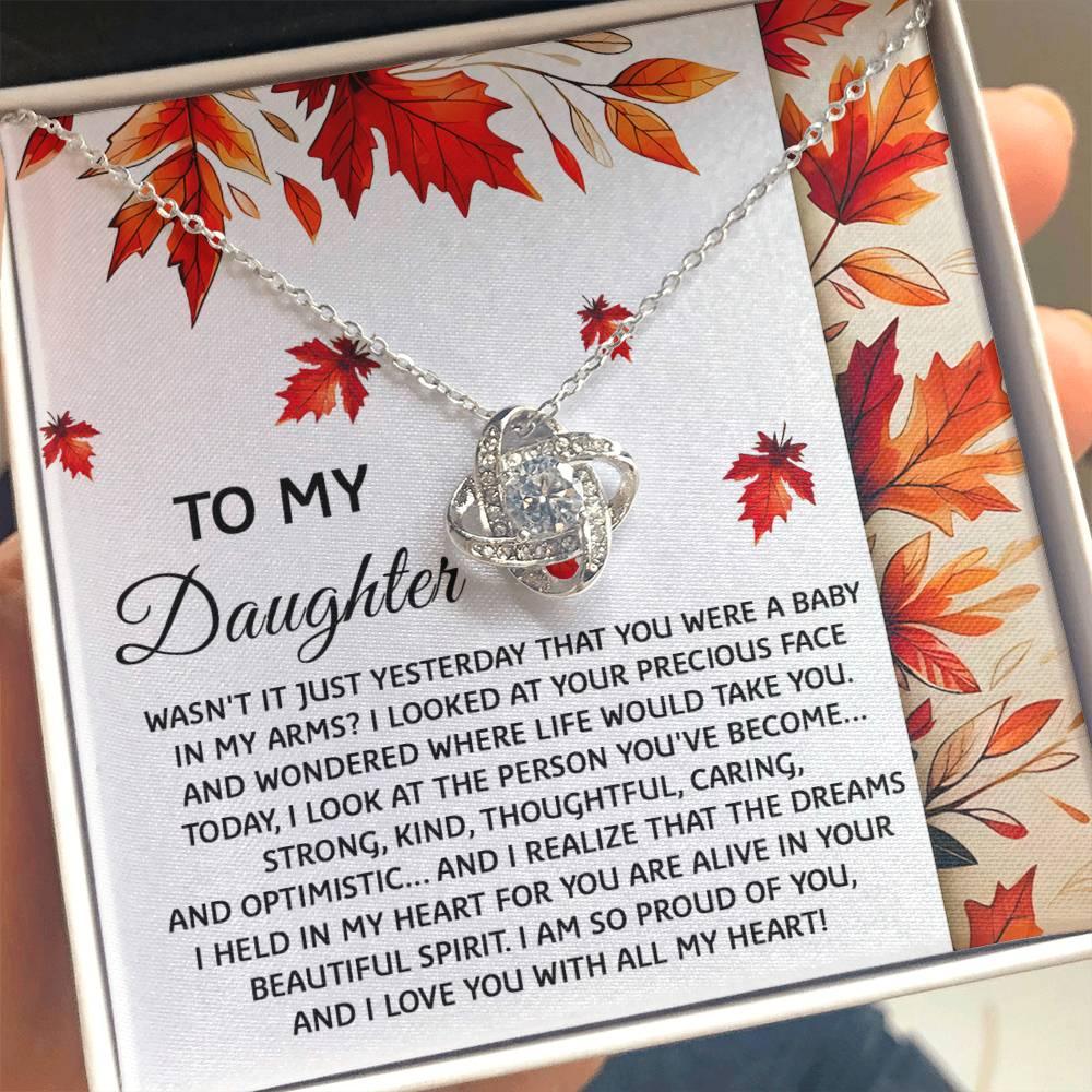 Daughter - You Were A Baby - Love Knot Pendant Necklace - Mallard Moon Gift Shop