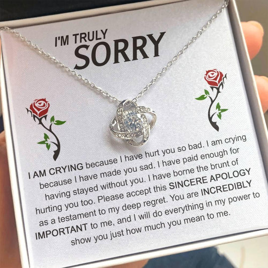 Apology Gift for Girlfriend, Wife, Soulmate - Sorry, Made You Sad - Love Knot Pendant Necklace - Mallard Moon Gift Shop