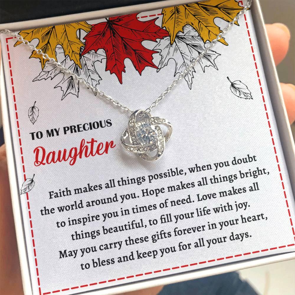 Daughter - Fill Your Life - Love Knot Pendant Necklace - Mallard Moon Gift Shop