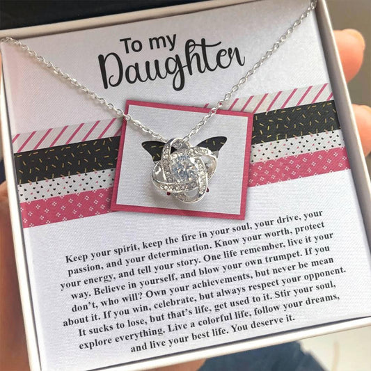 Gift for Daughter - Keep The Fire - Love Knot Pendant Necklace - Mallard Moon Gift Shop