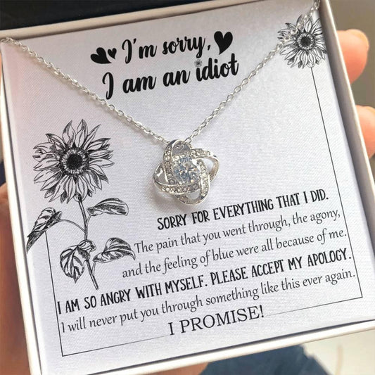 Apology Gift for Girlfriend, Wife, Soulmate - Sorry, Feeling Blue - Love Knot Pendant Necklace - Mallard Moon Gift Shop