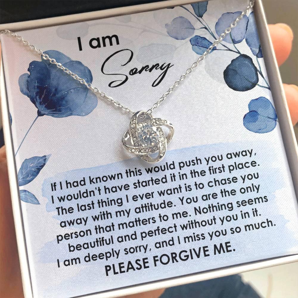 Apology Gift for Girlfriend, Wife, Soulmate - Sorry, Push You Away - Love Knot Pendant Necklace - Mallard Moon Gift Shop